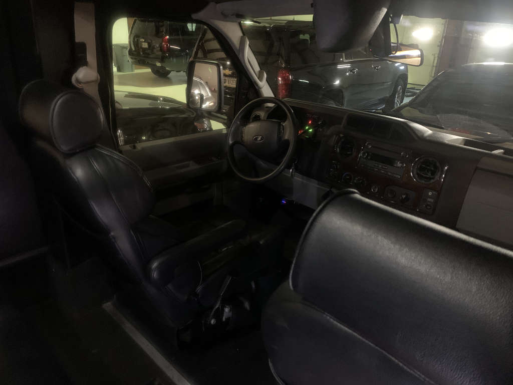 A car with large windows for city sightseeing tours