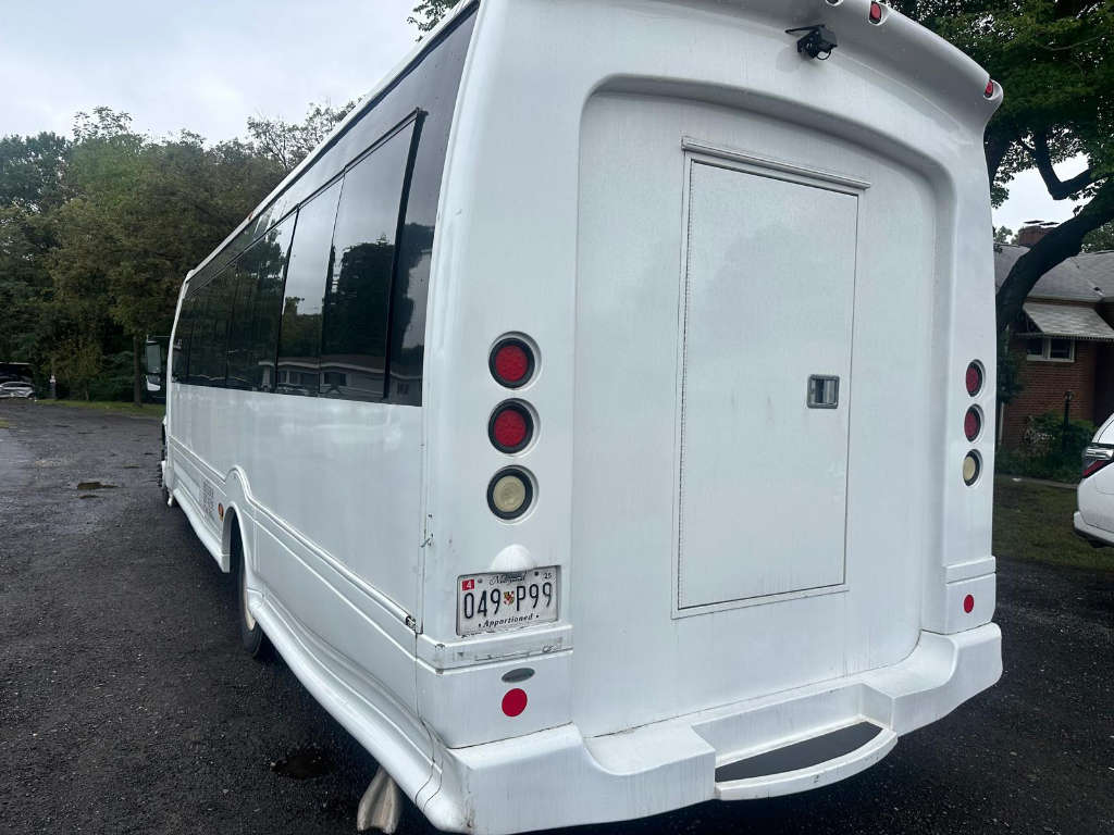 A white bus with comfortable seats for long-distance travel